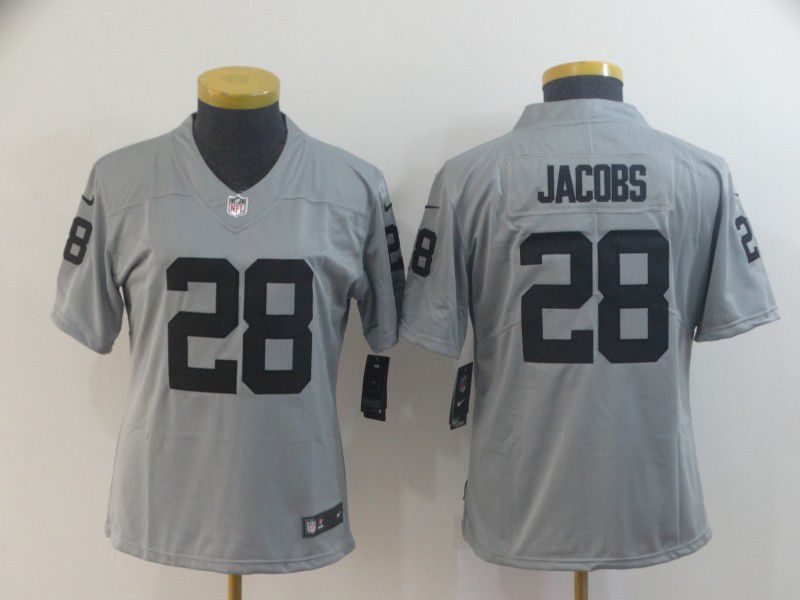 Women Oakland Raiders 28 Jacobs Grey Nike Vapor Untouchable Limited Player NFL Jerseys